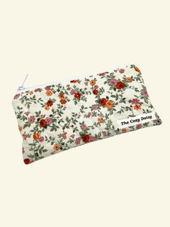 Autumn Garden pencil and glasses case, outside view — handmade by The Cozy Daisy