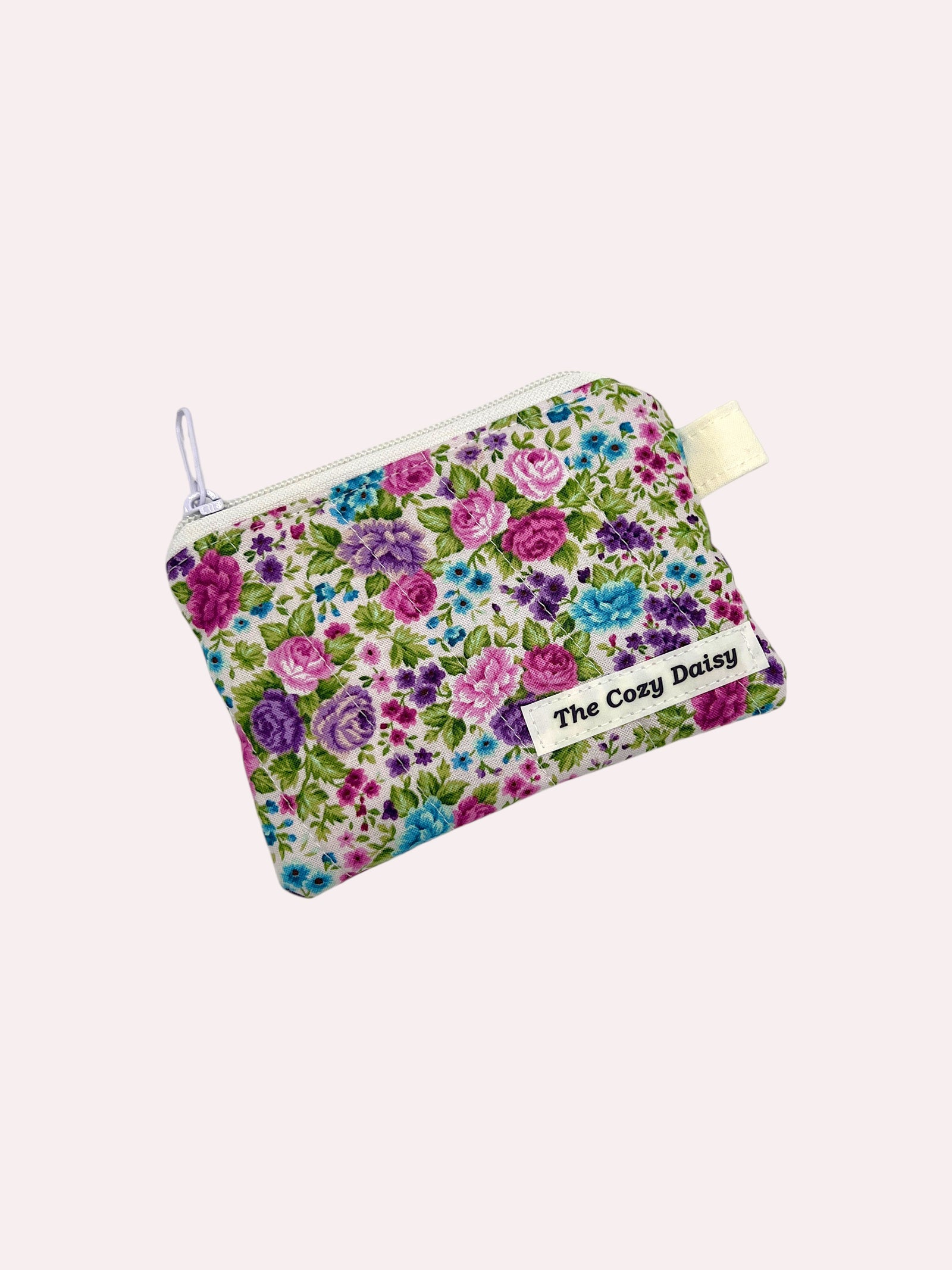 Blossom Trio quilted wallet, outside view — handmade by The Cozy Daisy