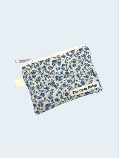 Blue Meadow quilted wallet, outside view — handmade by The Cozy Daisy