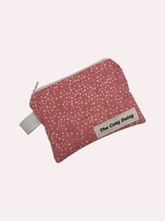 Blush Dot quilted wallet, outside view — handmade by The Cozy Daisy