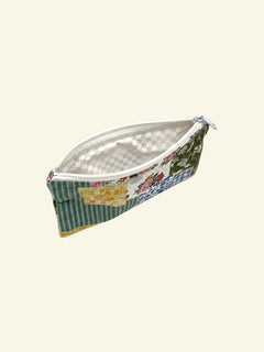 Color Patch Trio pencil and glasses case, open, showing inside lining — handmade by The Cozy Daisy