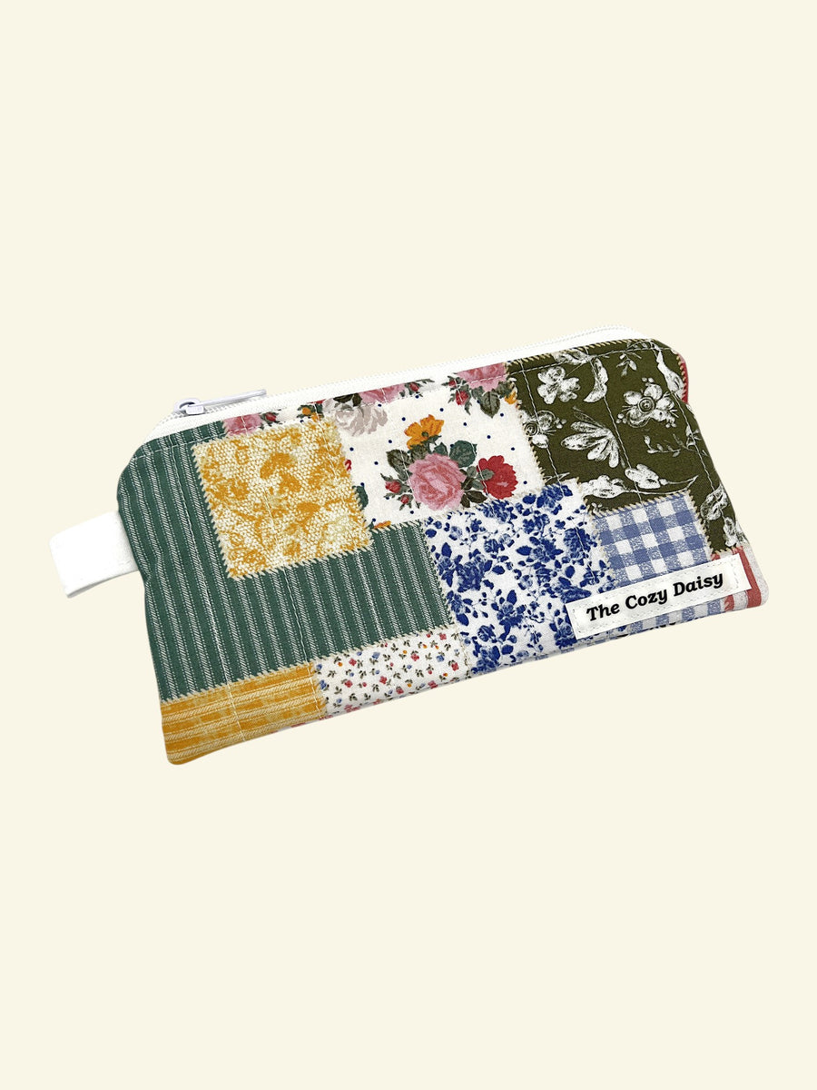 Color Patch Trio pencil and glasses case, outside view — handmade by The Cozy Daisy