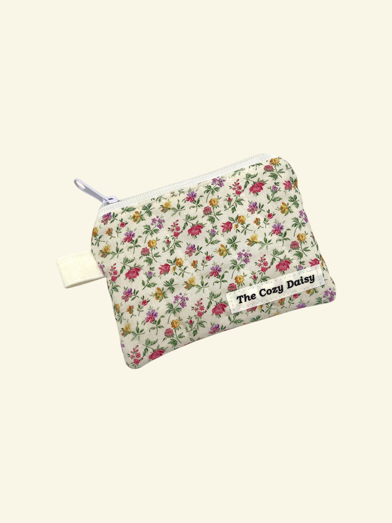 Cottage Garden quilted wallet, outside view — handmade by The Cozy Daisy