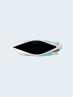 Deep Teal pencil and glasses case, open, showing inside lining — handmade by The Cozy Daisy