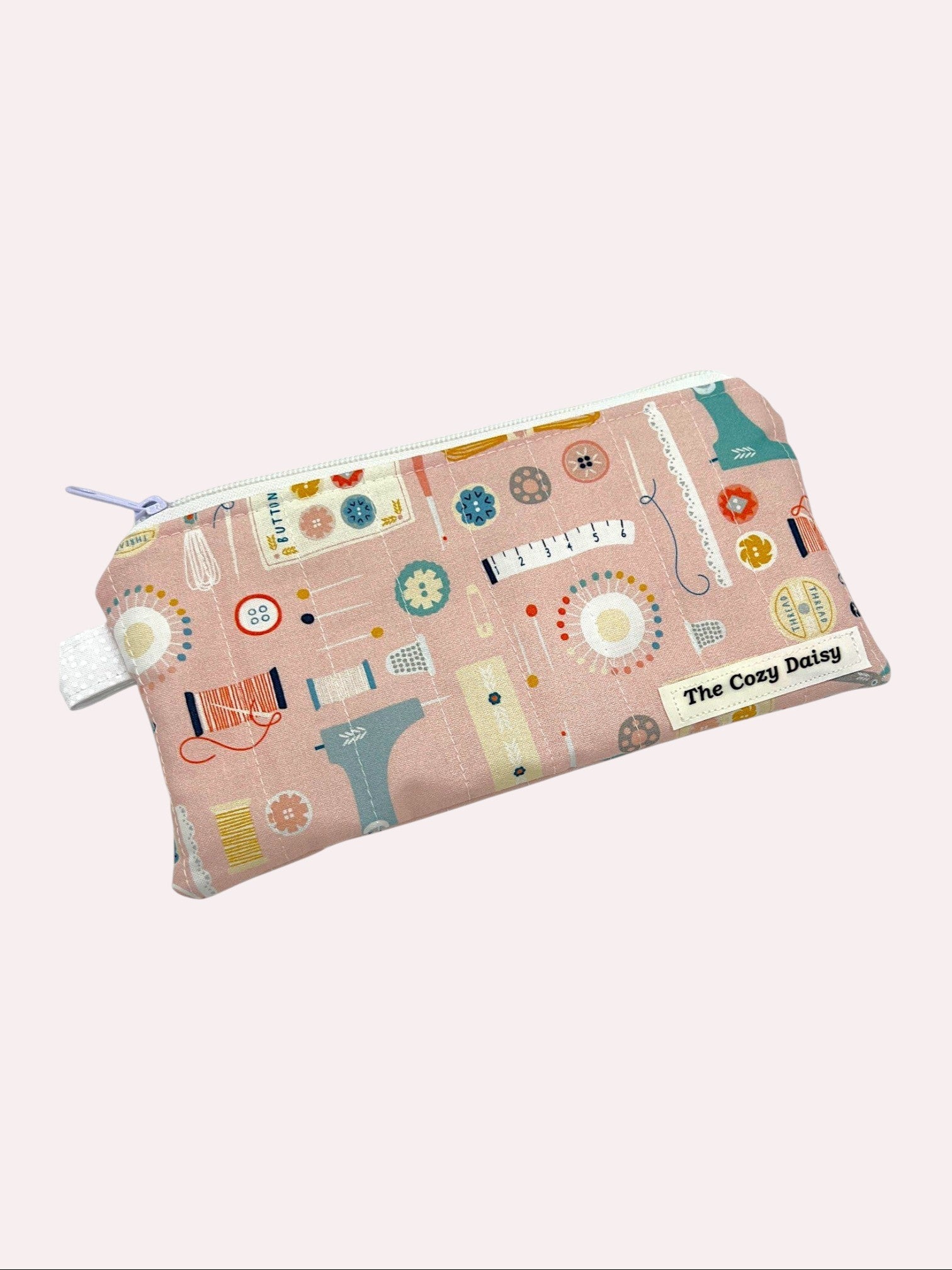 Notions pencil and glasses case, outside view — handmade by The Cozy Daisy