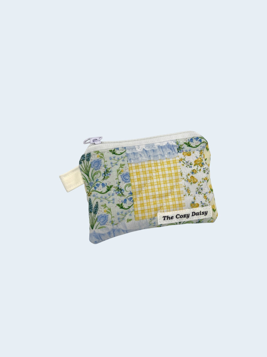 Patch of Spring quilted wallet, outside view — handmade by The Cozy Daisy