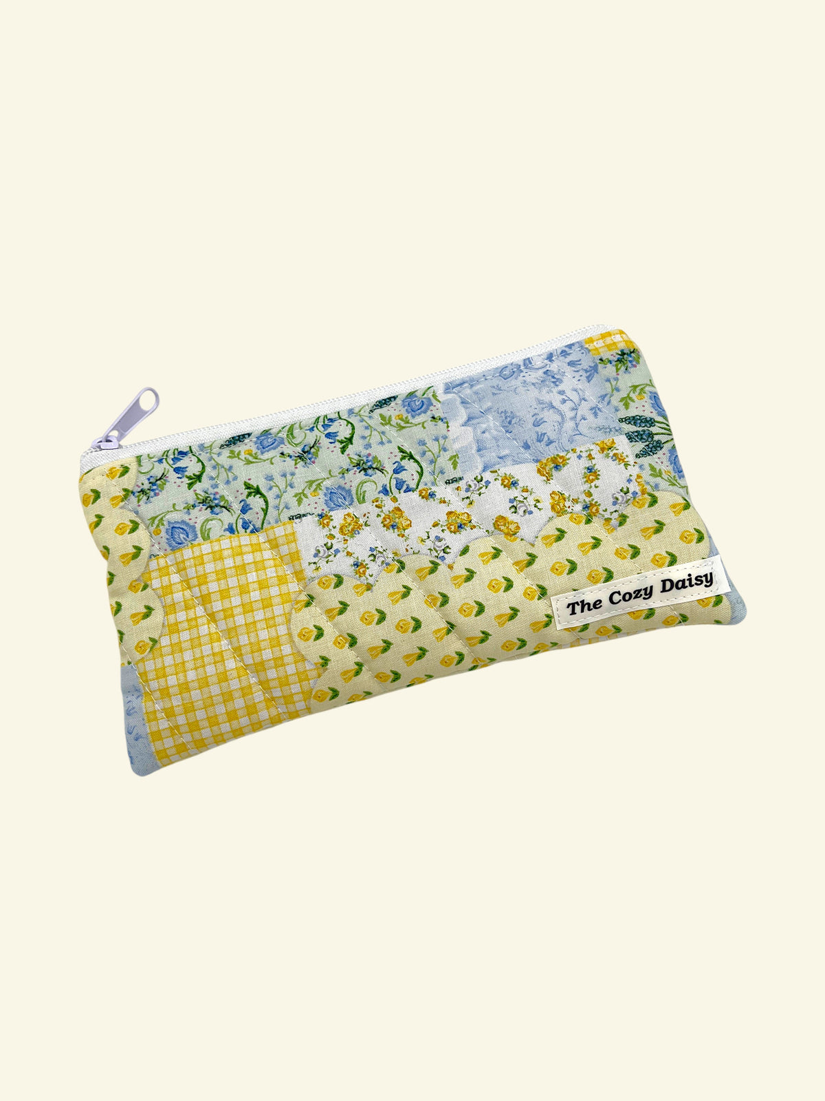 Patch of Spring pencil and glasses case, outside view — handmade by The Cozy Daisy