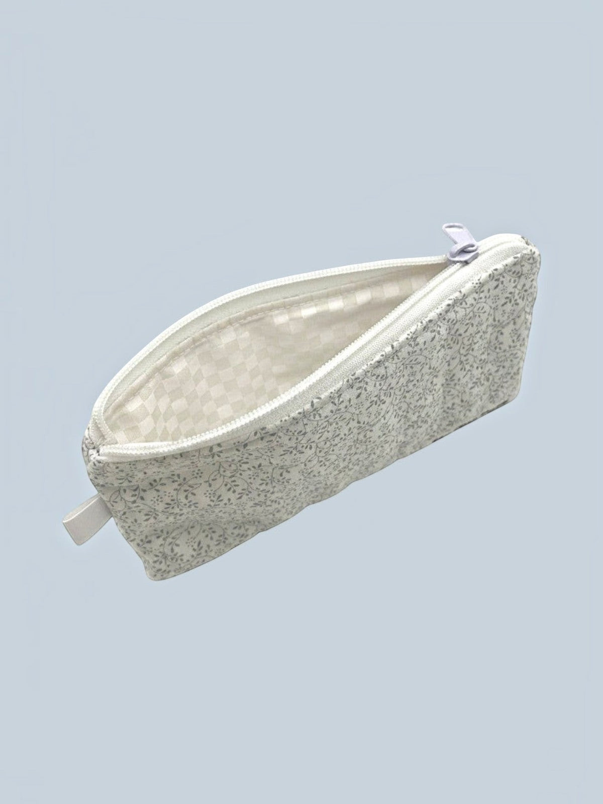 Whispering Vines pencil and glasses case, open, showing inside lining — handmade by The Cozy Daisy