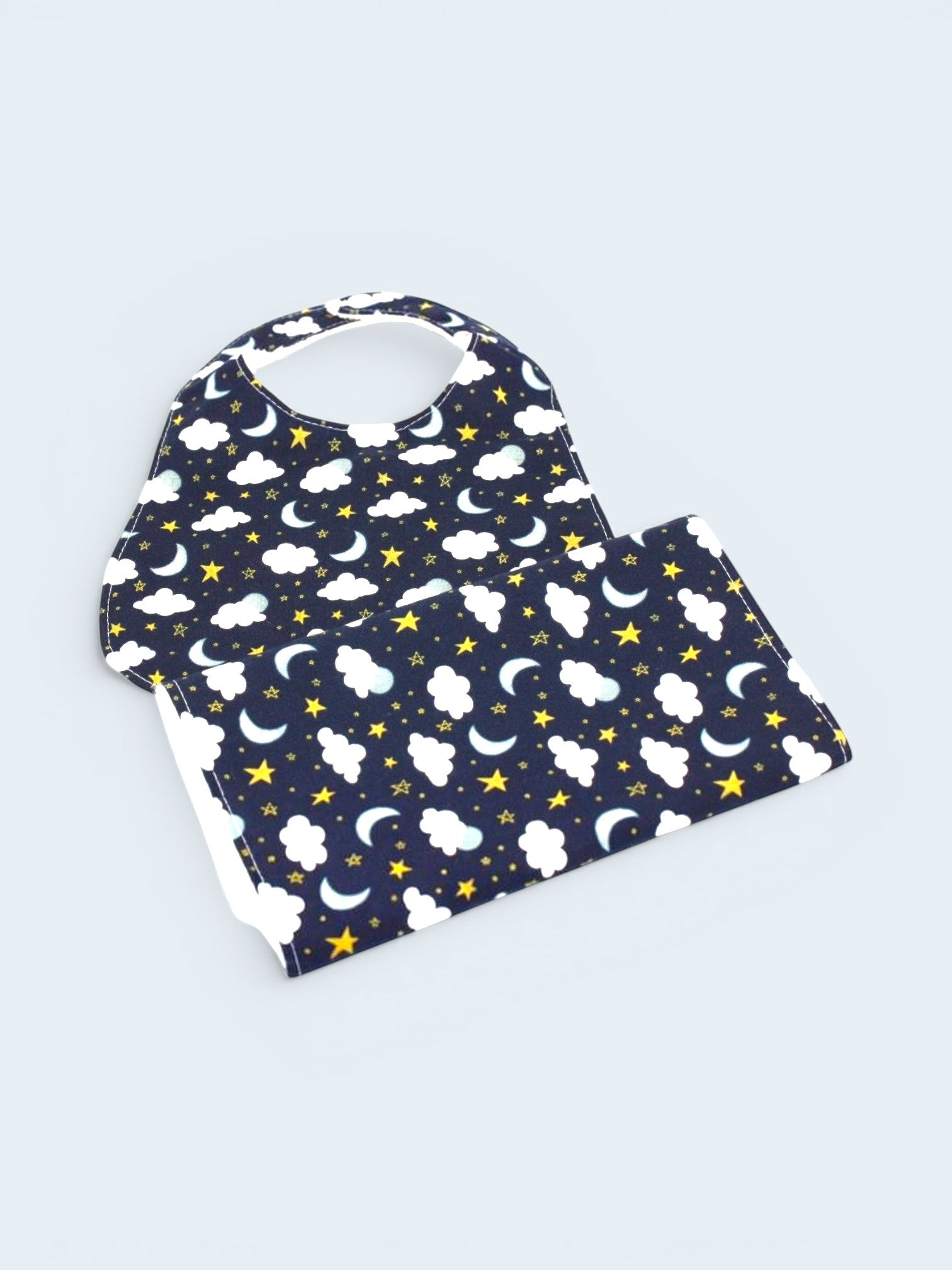 Bib & Burp Cloth Set — Dark Blue Sky