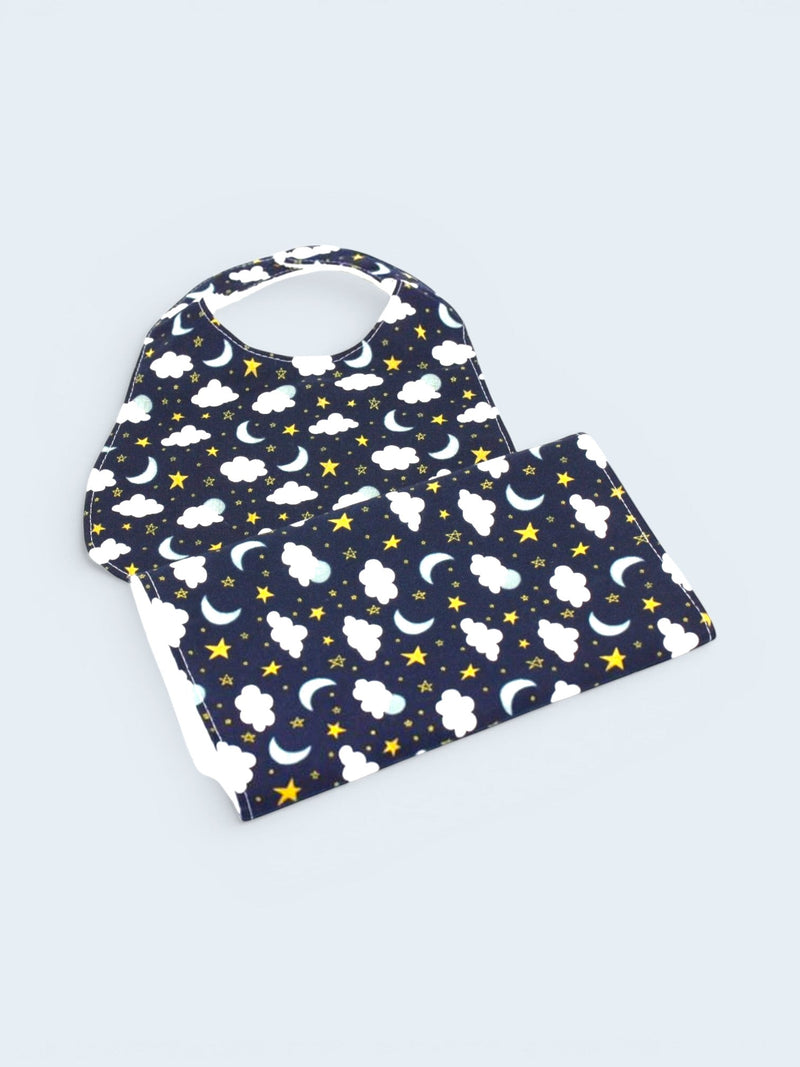 Bib & Burp Cloth Set — Dark Blue Sky