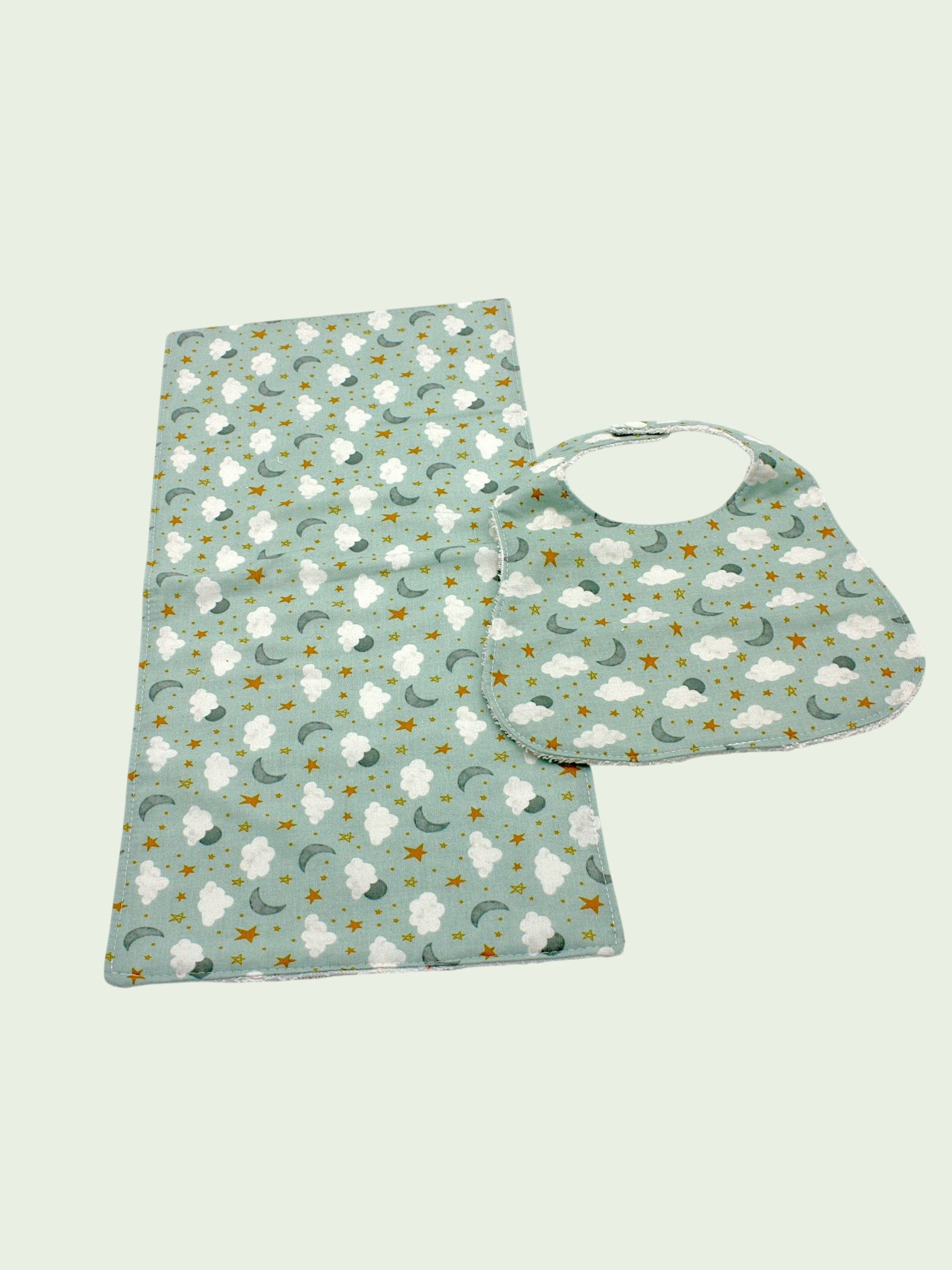 Bib & Burp Cloth Set — Light Blue Sky