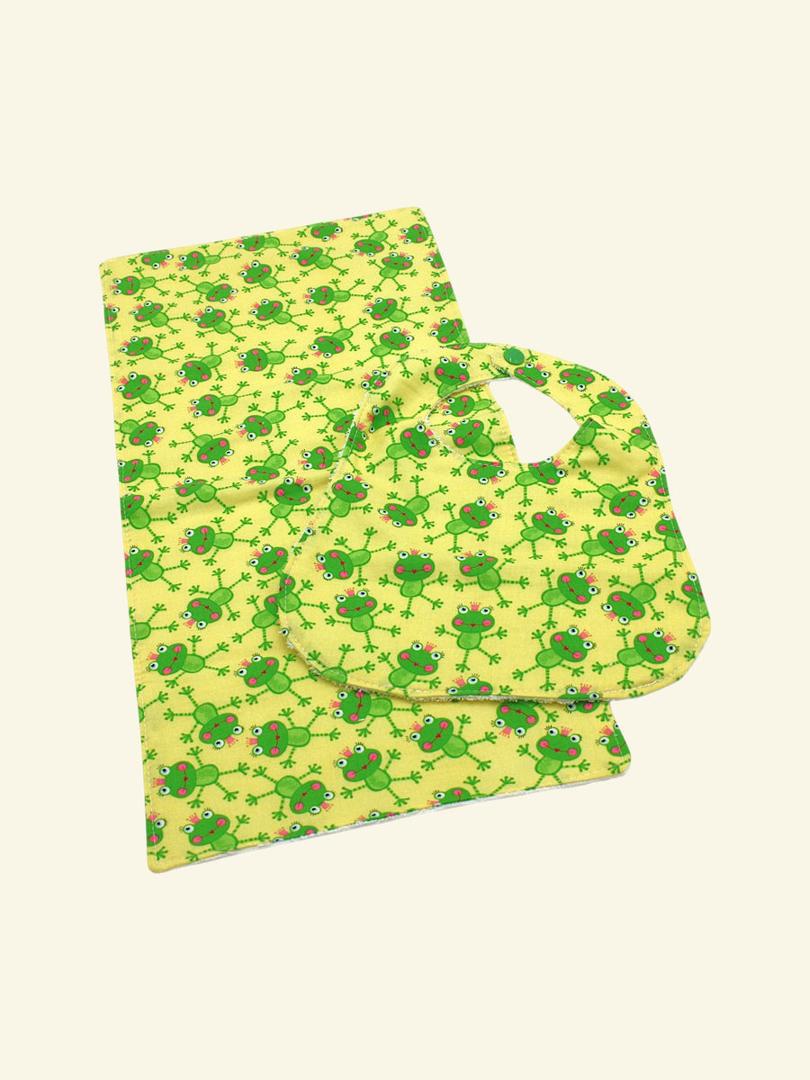 Bib & Burp Cloth Set — Frog Princess