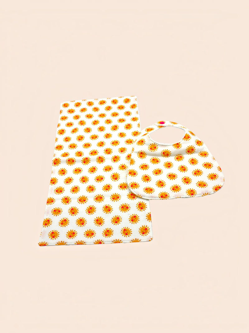 Bib & Burp Cloth Set — Smiley Sunshine