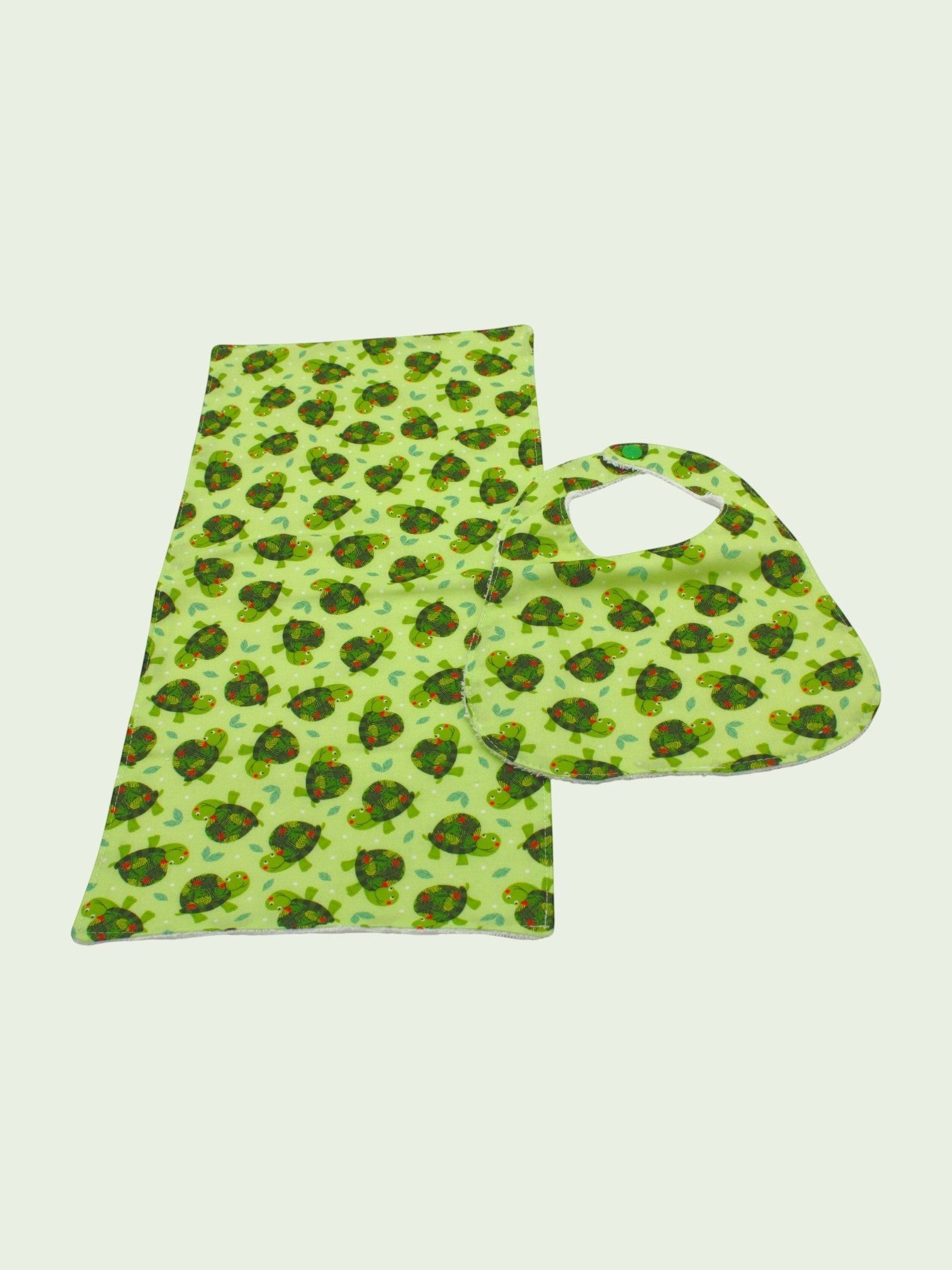 Bib & Burp Cloth Set — Turtles