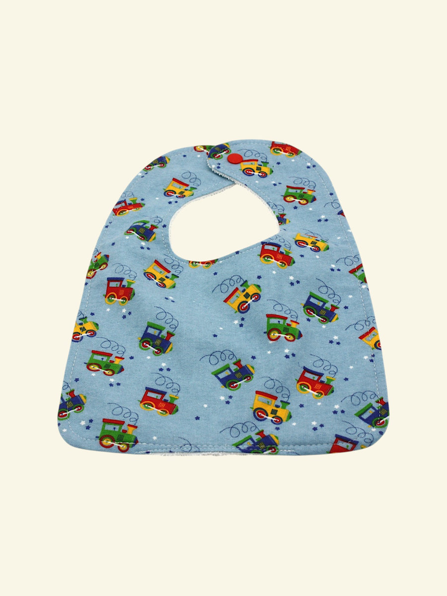 Bib — Trains (flannel)
