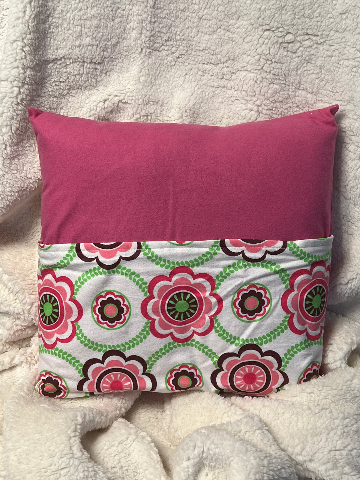 Book Pillow — Pink Flowers with Pink