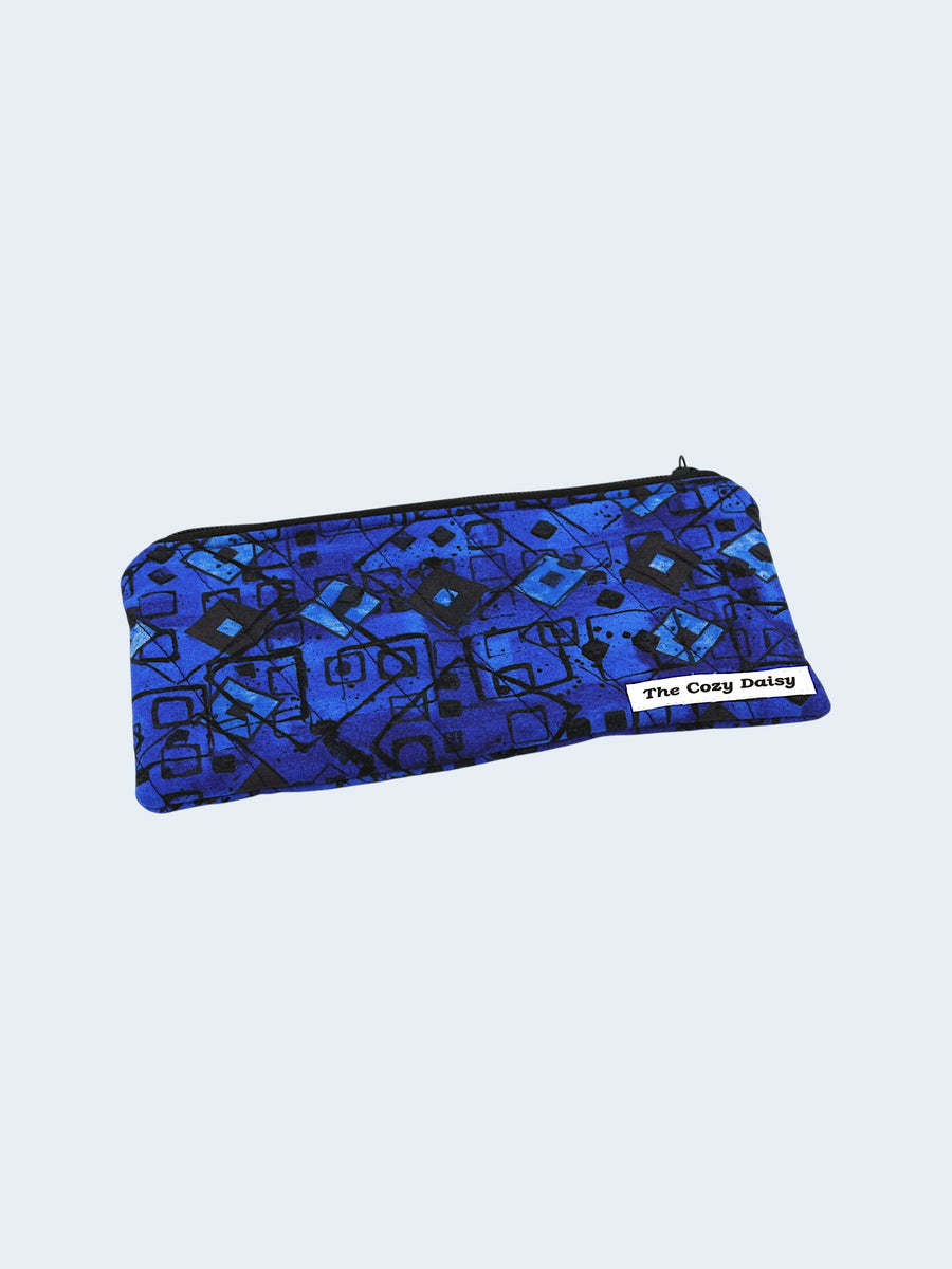 Pencil/Glass Case — Blue Geometric