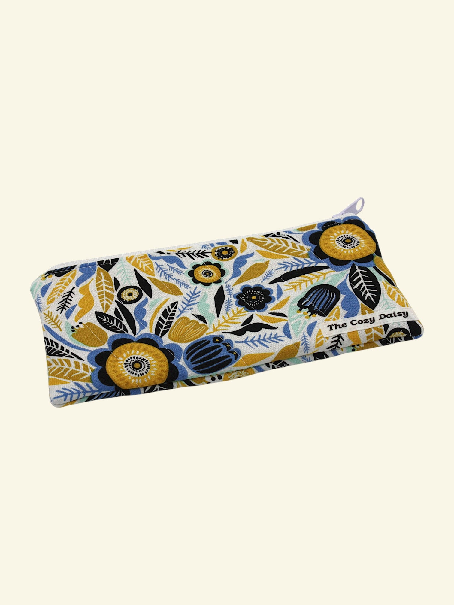 Pencil/Glass Case — Blue & Gold Wildflower