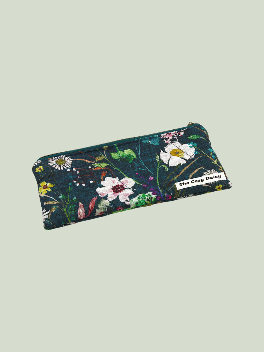 Pencil/Glass Case — Blue Mauve Wildflower