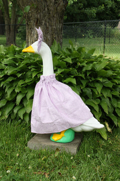 Lavender & White Polka Dots porch goose outfit, side view — handmade by The Cozy Daisy
