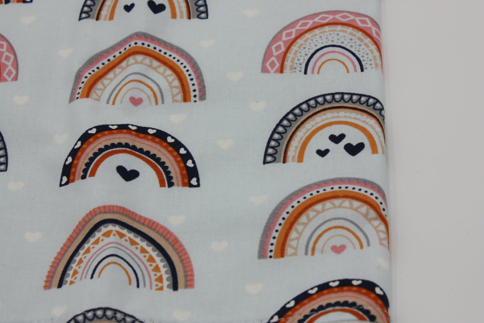 Blue Rainbows fabric print close-up