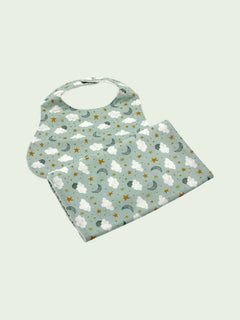 Light Blue Sky bib and burp cloth set alternate view