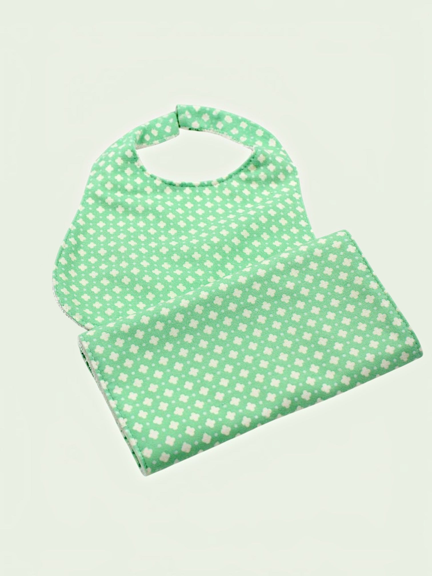 Mint bib and burp cloth set photo 2