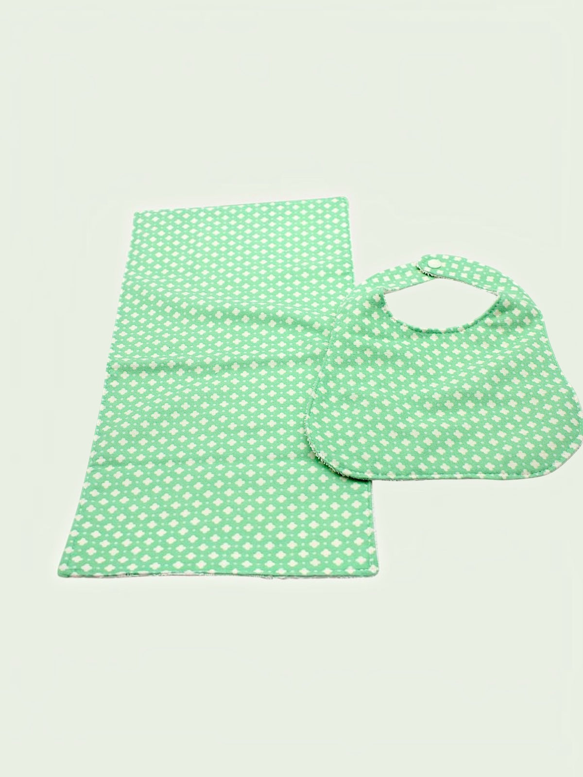 Mint bib and burp cloth set photo 1
