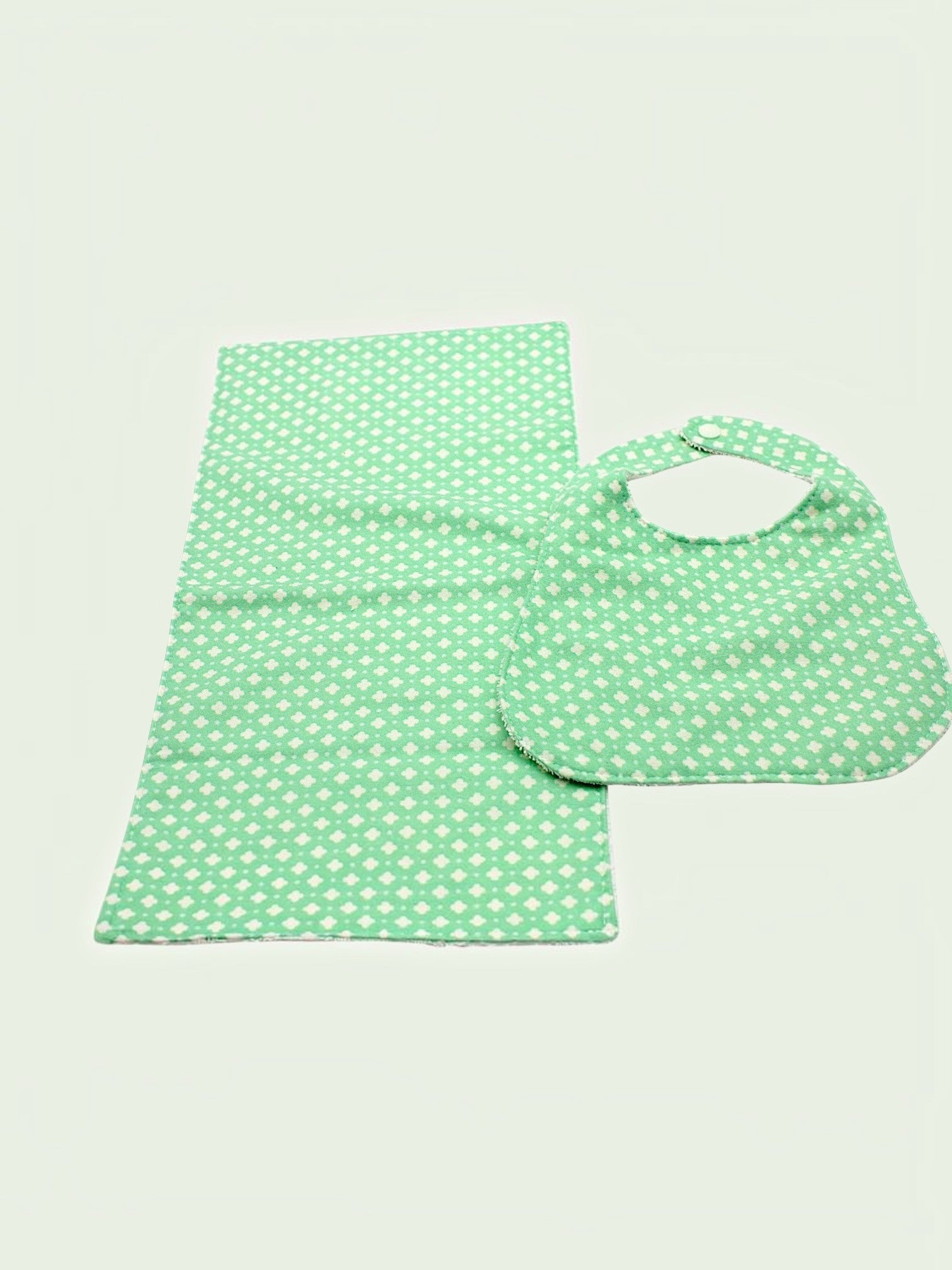 Mint bib and burp cloth set photo 1