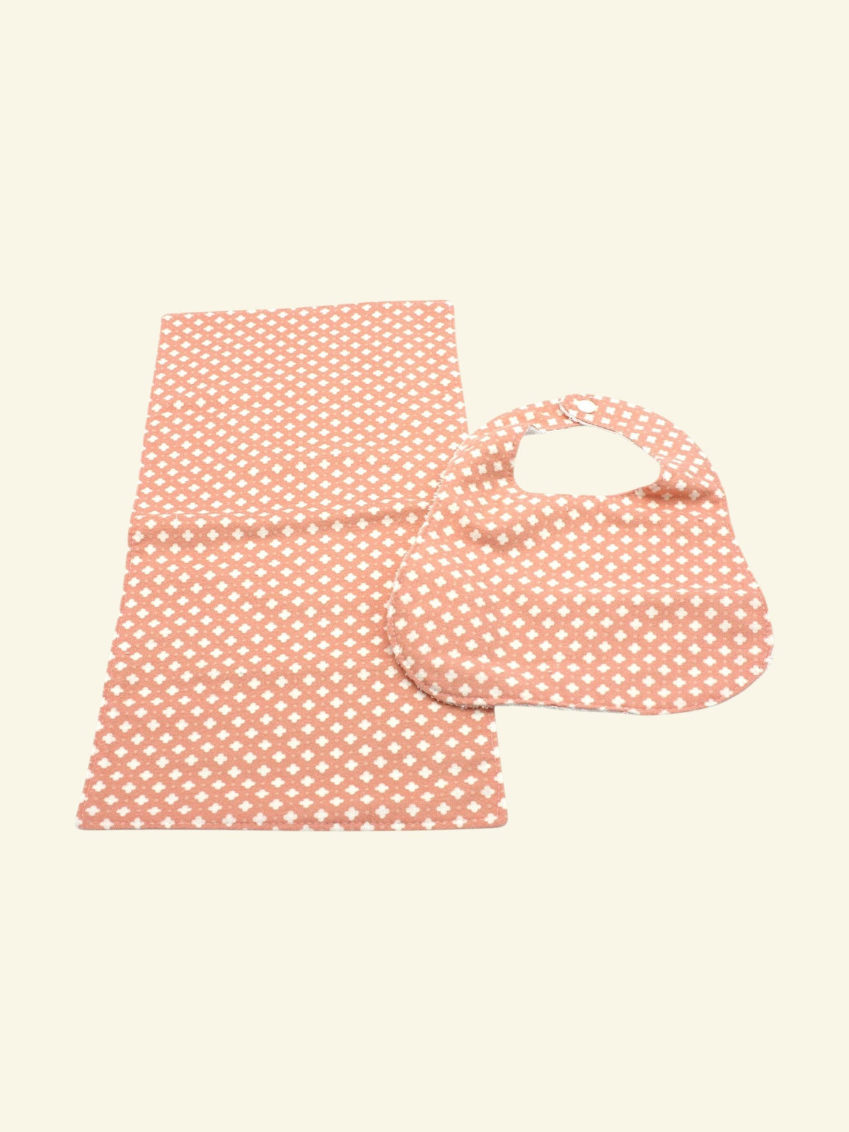 Peach bib and burp cloth set photo 1