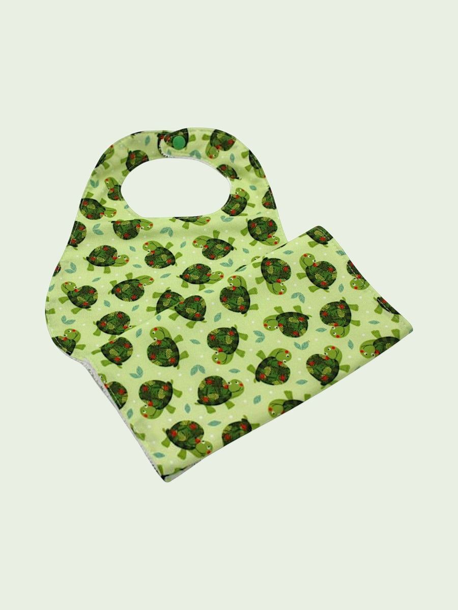 Turtles bib and burp cloth set alternate view