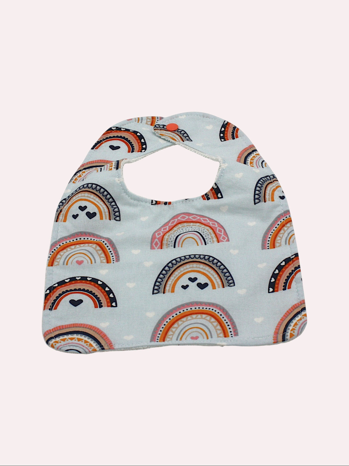 Bib & Burp Cloth Set — Blue Rainbows — outside
