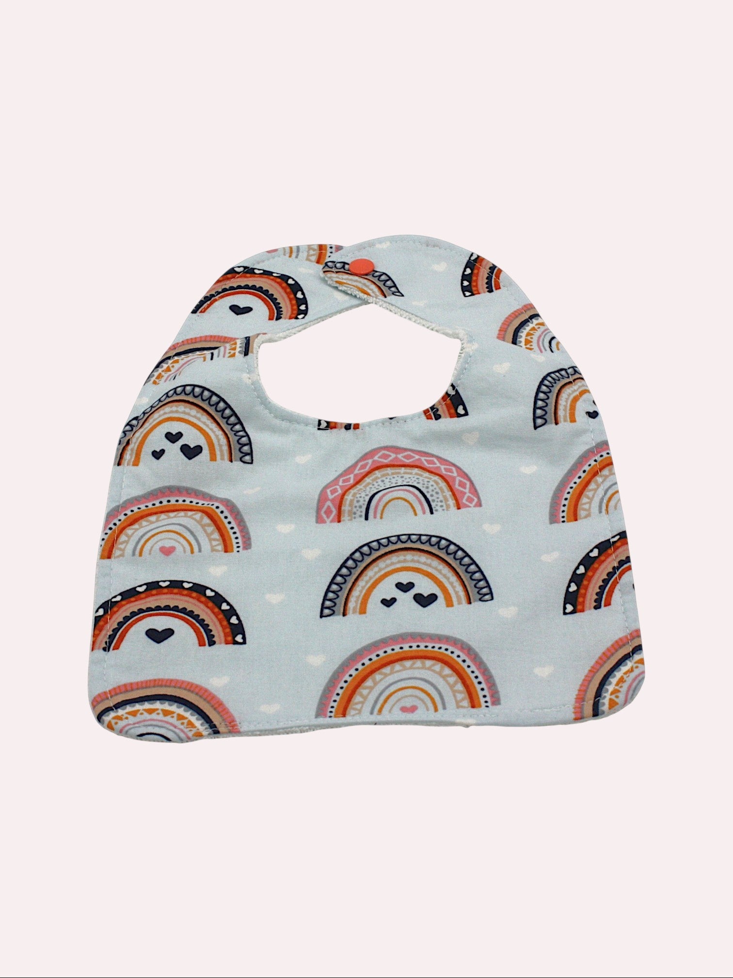 Bib & Burp Cloth Set — Blue Rainbows — outside