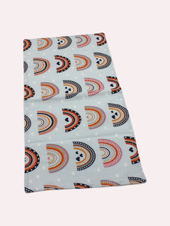 Bib & Burp Cloth Set — Blue Rainbows — outside