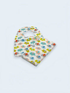 Bib & Burp Cloth Set — Colorful Elephants — outside
