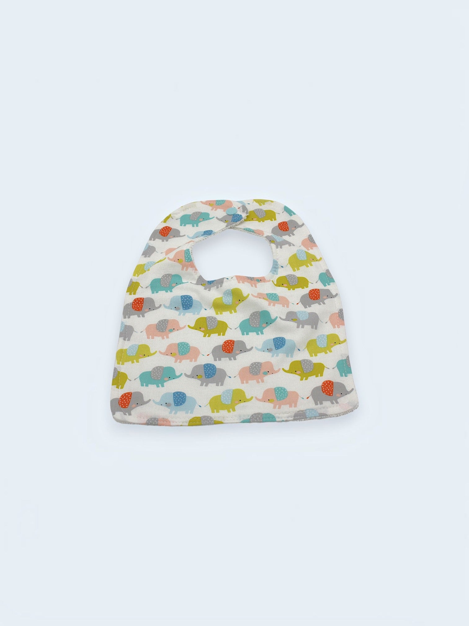 Bib & Burp Cloth Set — Colorful Elephants — outside