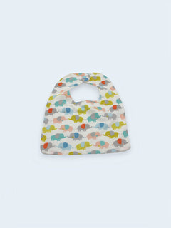 Bib & Burp Cloth Set — Colorful Elephants — outside