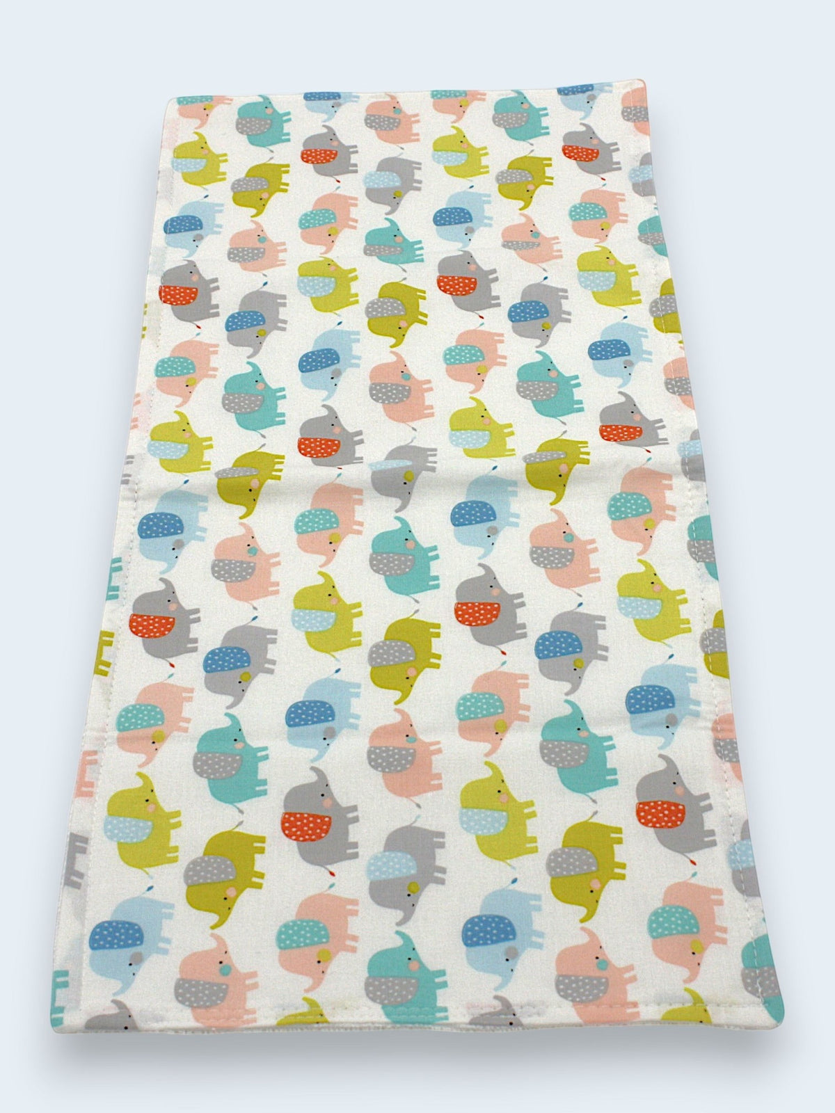 Bib & Burp Cloth Set — Colorful Elephants — outside
