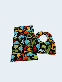 Bib & Burp Cloth Set — Dinosaur — outside