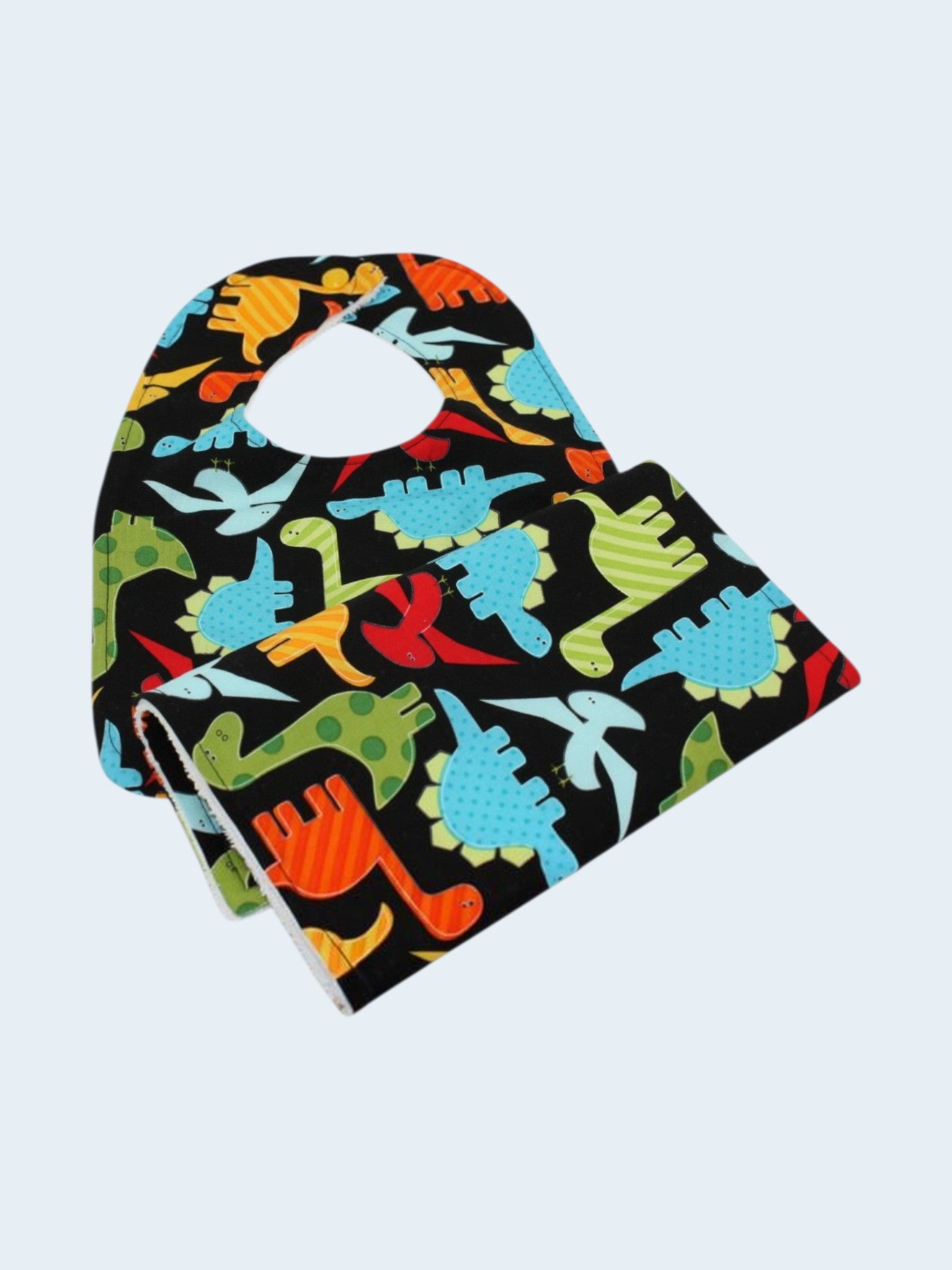 Bib & Burp Cloth Set — Dinosaur — outside