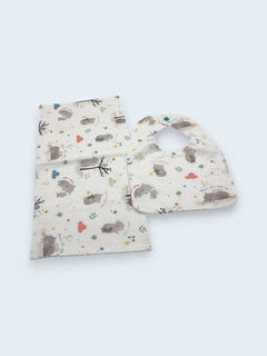 Bib & Burp Cloth Set — Dream Bear — outside