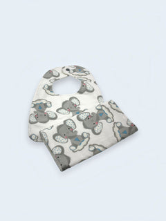 Bib & Burp Cloth Set — Elephants (Flannel) — outside