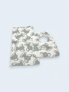 Bib & Burp Cloth Set — Elephants (Flannel) — outside