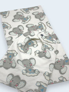 Bib & Burp Cloth Set — Elephants (Flannel) — outside