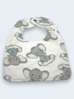 Bib & Burp Cloth Set — Elephants (Flannel) — outside