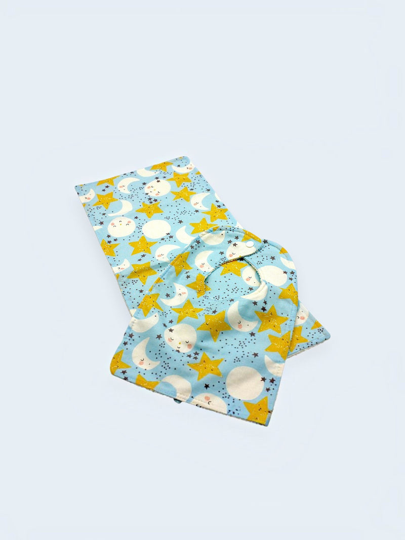 Bib & Burp Cloth Set — Moon & Stars Light Blue — outside