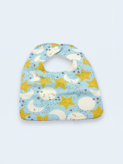 Bib & Burp Cloth Set — Moon & Stars Light Blue — outside
