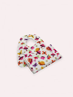 Bib & Burp Cloth Set — Mushroom/Snails — outside