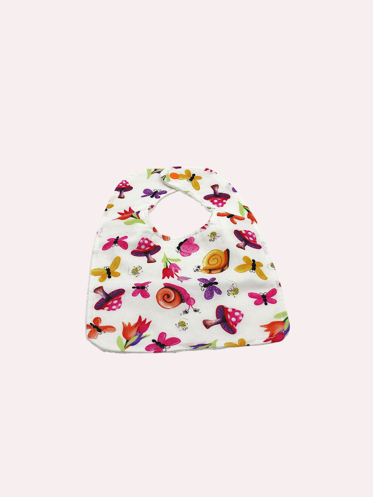 Bib & Burp Cloth Set — Mushroom/Snails — outside