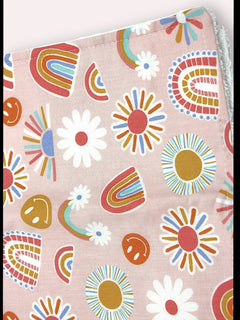 Bib & Burp Cloth Set — Pink Rainbows — detail